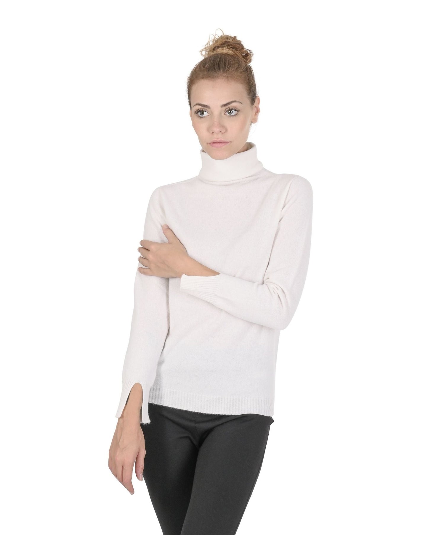 Crown of Edinburgh Cashmere Women's Turtleneck Sweater - Off White Italian Made - Style Queenz