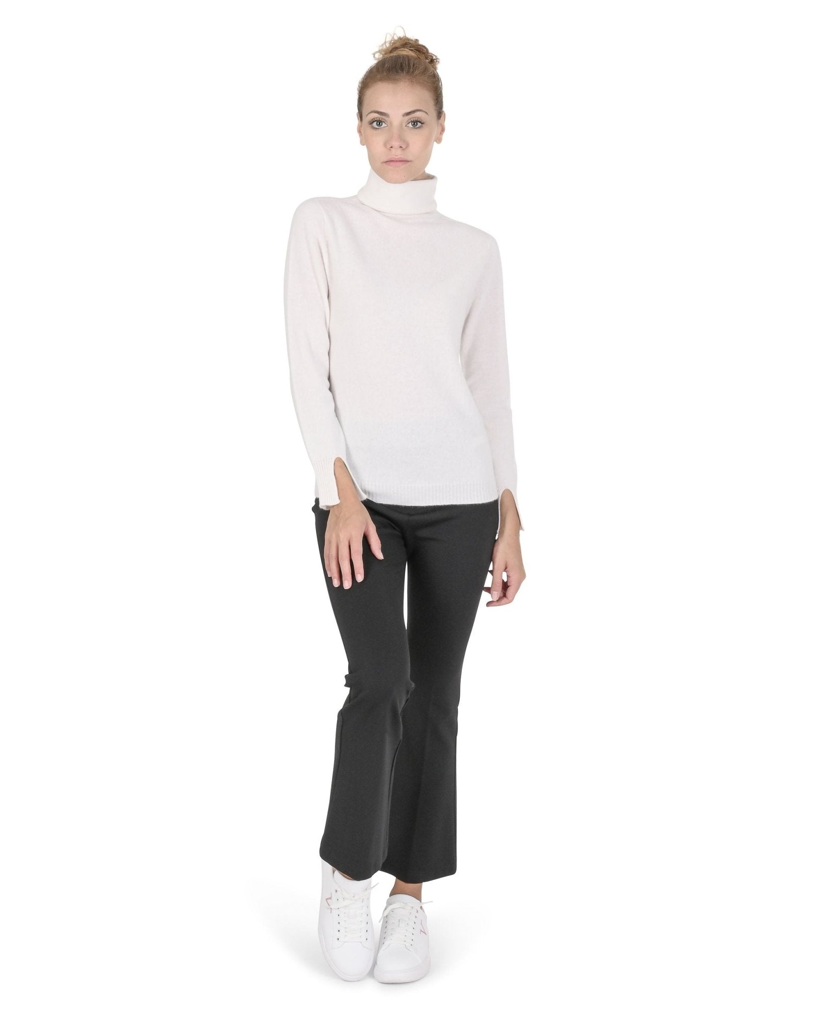 Crown of Edinburgh Cashmere Women's Turtleneck Sweater - Off White Italian Made - Style Queenz