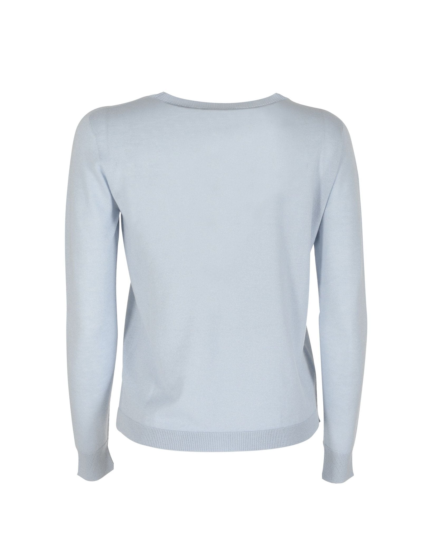 Crown of Edinburgh Silk Cashmere Sweater Light Blue Letter J - Italian Luxury | Style Queenz - Style Queenz