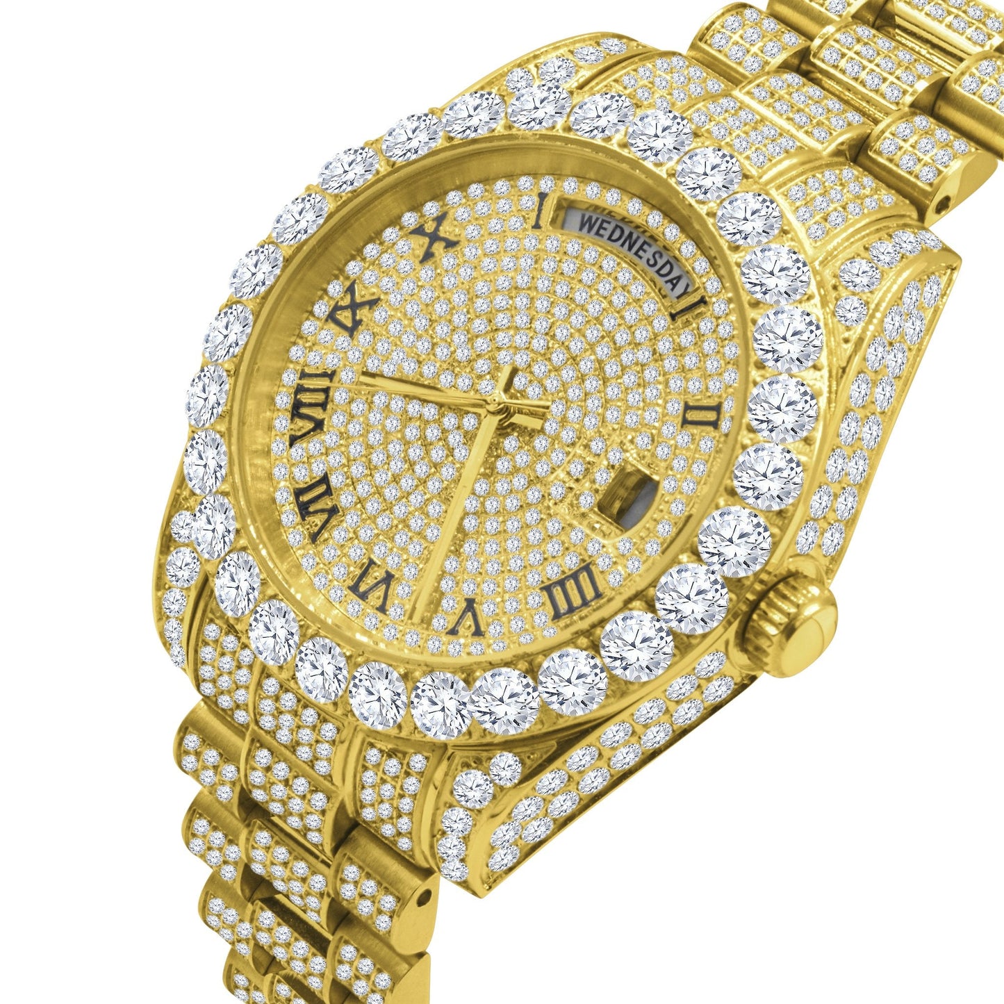 CROWN Steel Watch - Iced Out Hip Hop Timepiece with Swiss Movement - Style Queenz