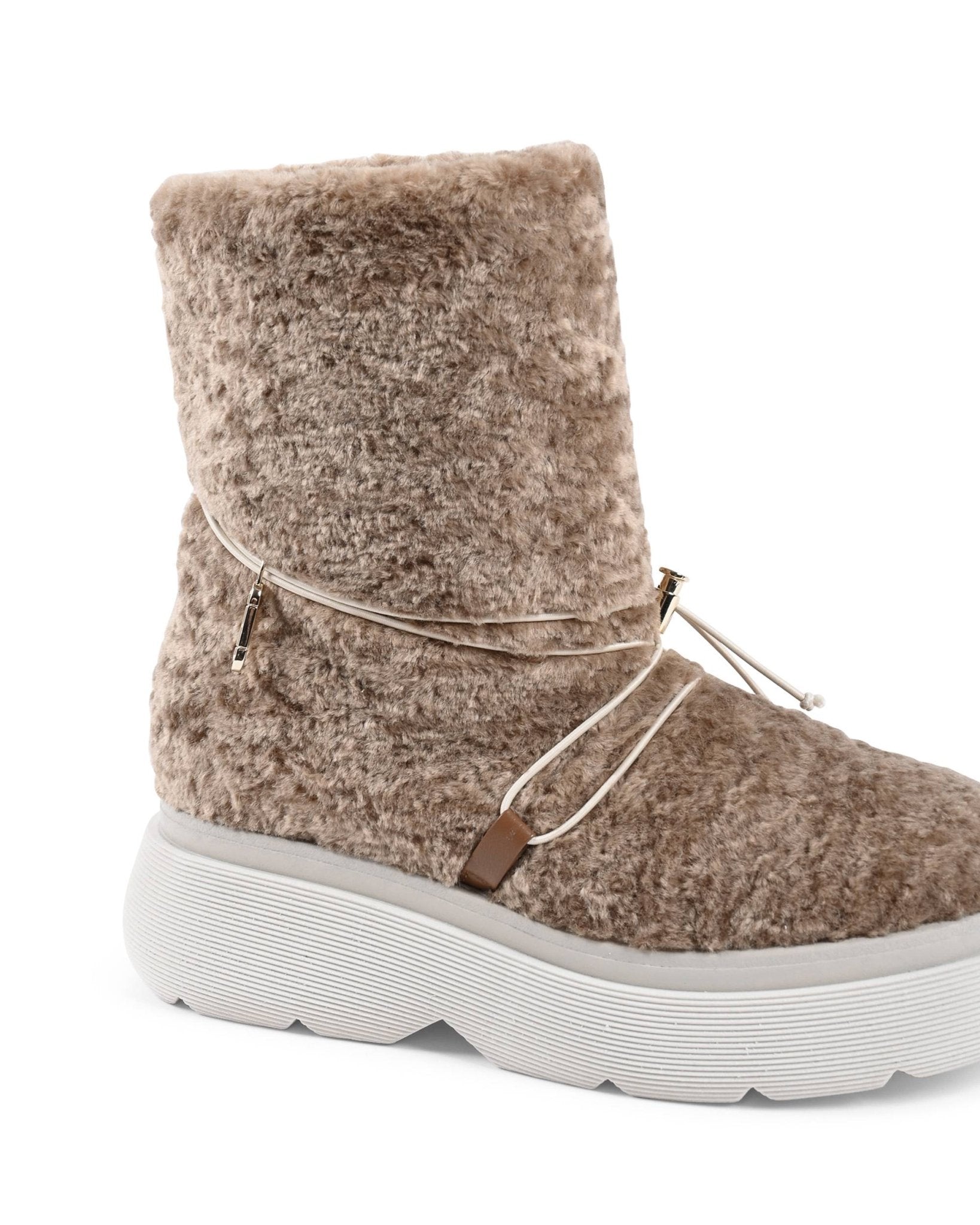 Dana Teddy Camel Short Boots - Premium Designer Ankle Boots - Style Queenz
