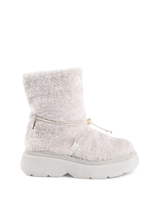 Dana Teddy Off White Short Boots - Premium Designer Ankle Boots - Style Queenz
