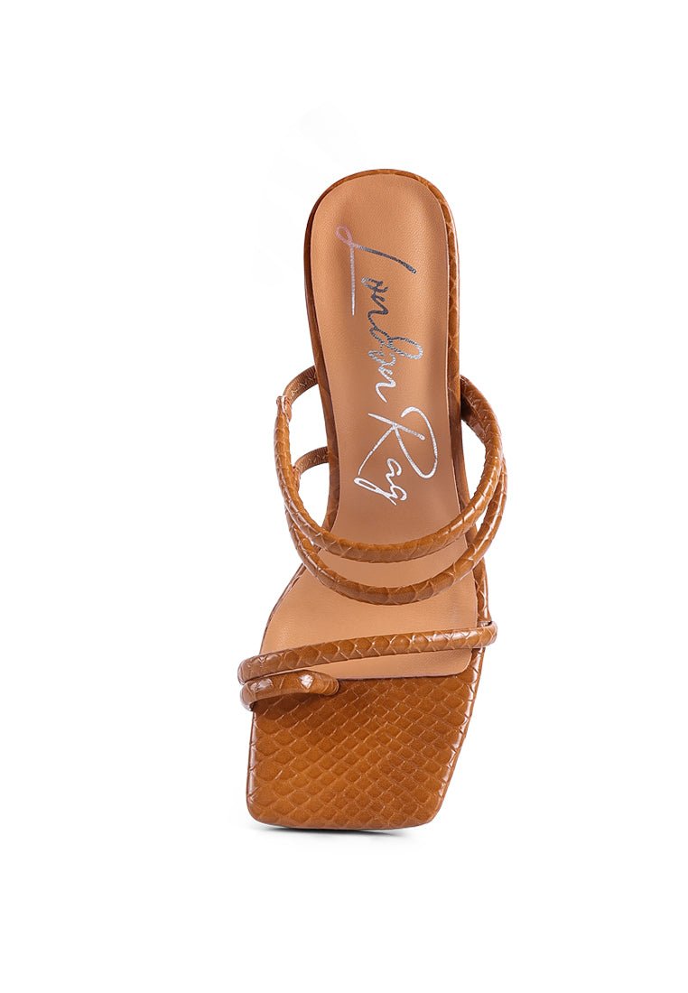 Dandelion Croc Patent Block Heel Sandals - Square Toe with Elastic Straps - Style Queenz