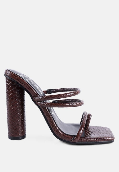 Dandelion Croc Patent Block Heel Sandals - Square Toe with Elastic Straps - Style Queenz