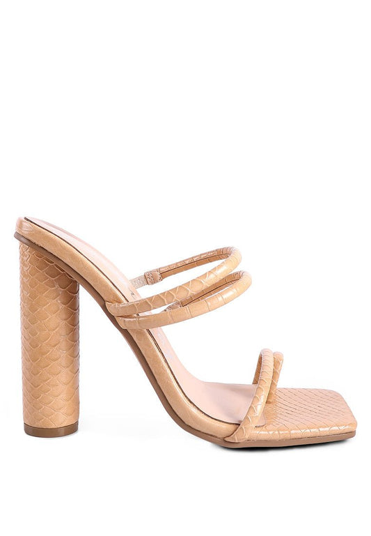 Dandelion Croc Patent Block Heel Sandals - Square Toe with Elastic Straps - Style Queenz