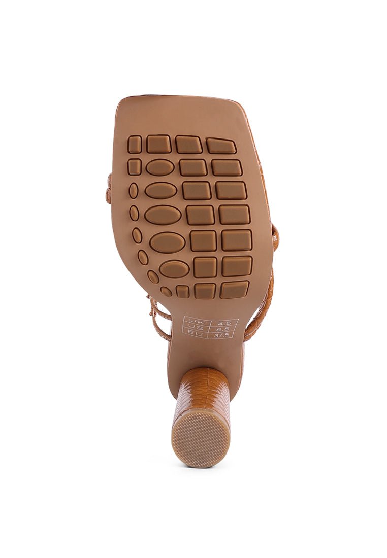 Dandelion Croc Patent Block Heel Sandals - Square Toe with Elastic Straps - Style Queenz