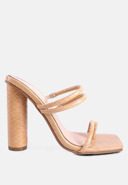 Dandelion Croc Patent Block Heel Sandals - Square Toe with Elastic Straps - Style Queenz