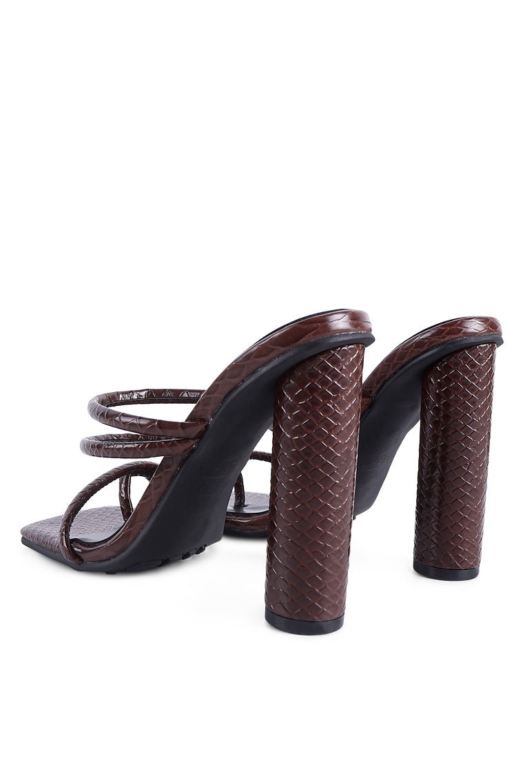 Dandelion Croc Patent Block Heel Sandals - Square Toe with Elastic Straps - Style Queenz