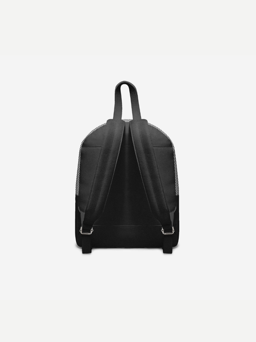 Black backpack on a white background