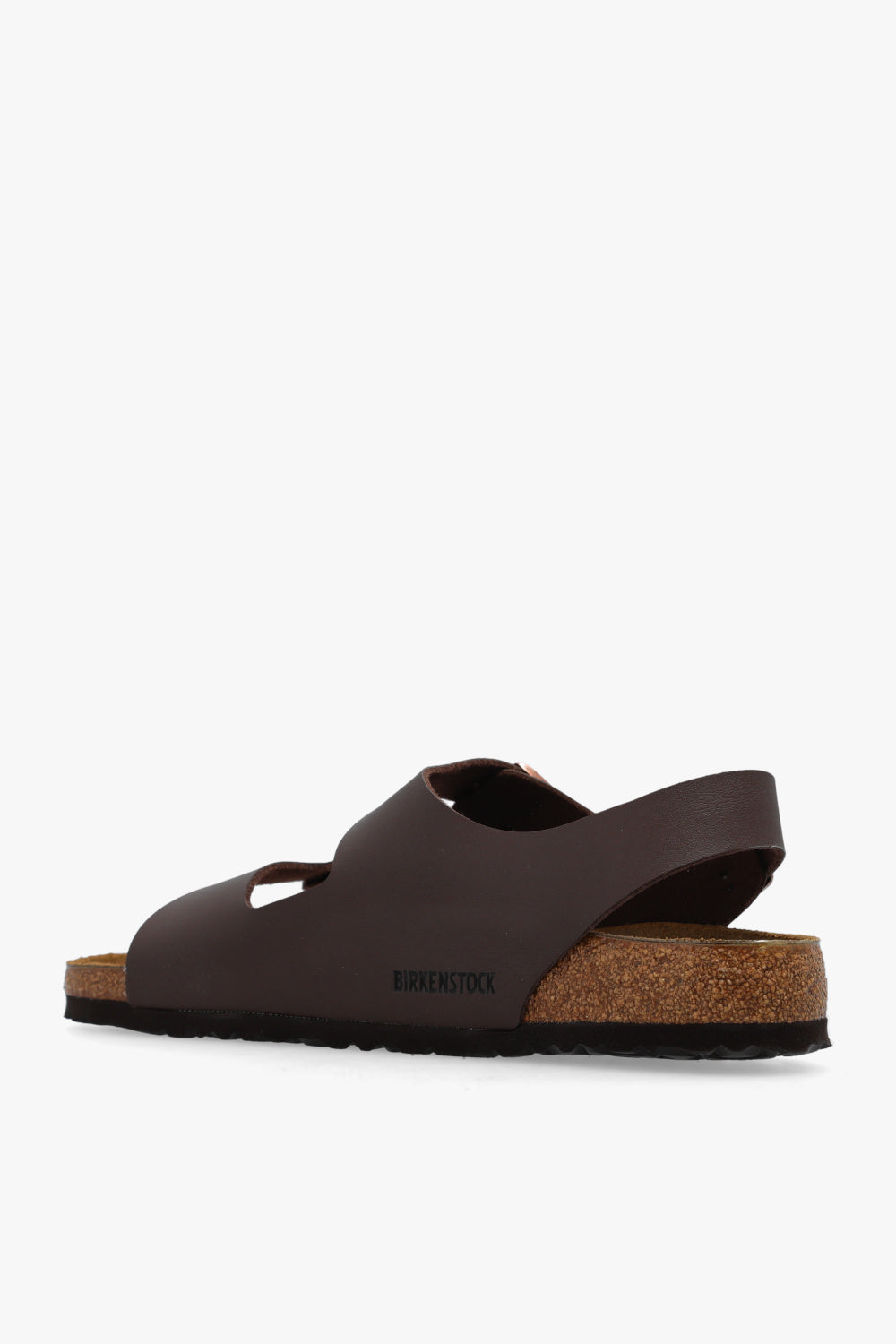 Brown sandal with cork sole on a white background