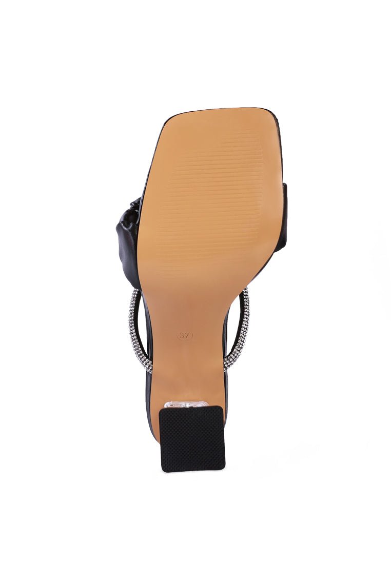 Date Look Clear Heel Rhinestone Sandals - Elegant Mid Heel Summer Shoes - Style Queenz