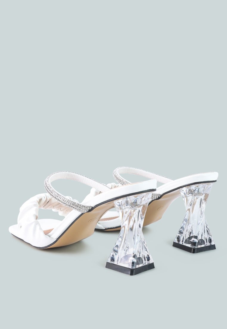Date Look Clear Heel Rhinestone Sandals - Elegant Mid Heel Summer Shoes - Style Queenz