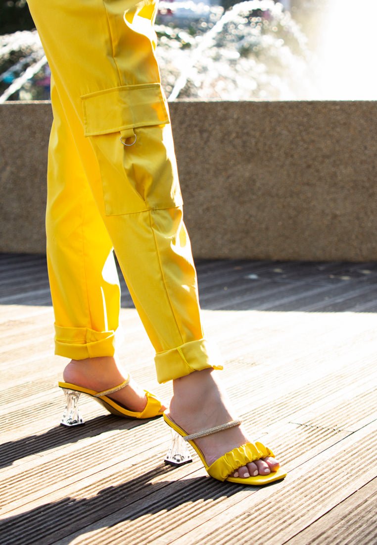 Date Look Clear Heel Rhinestone Sandals - Elegant Mid Heel Summer Shoes - Style Queenz