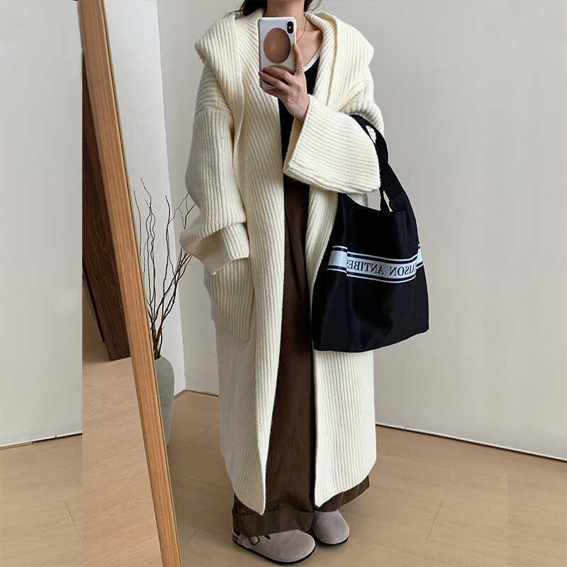 Women's Hooded Cardigan Coat - Long Loose Fit