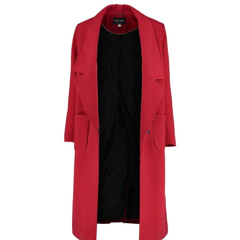 Red coat with a black shirt underneath on a white background