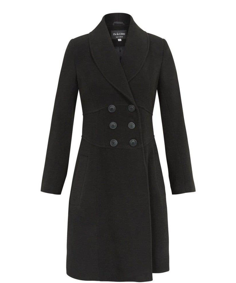 Black coat with buttons on a white background