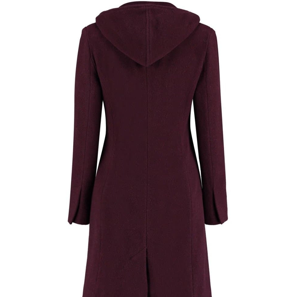 Maroon hooded coat on a white background