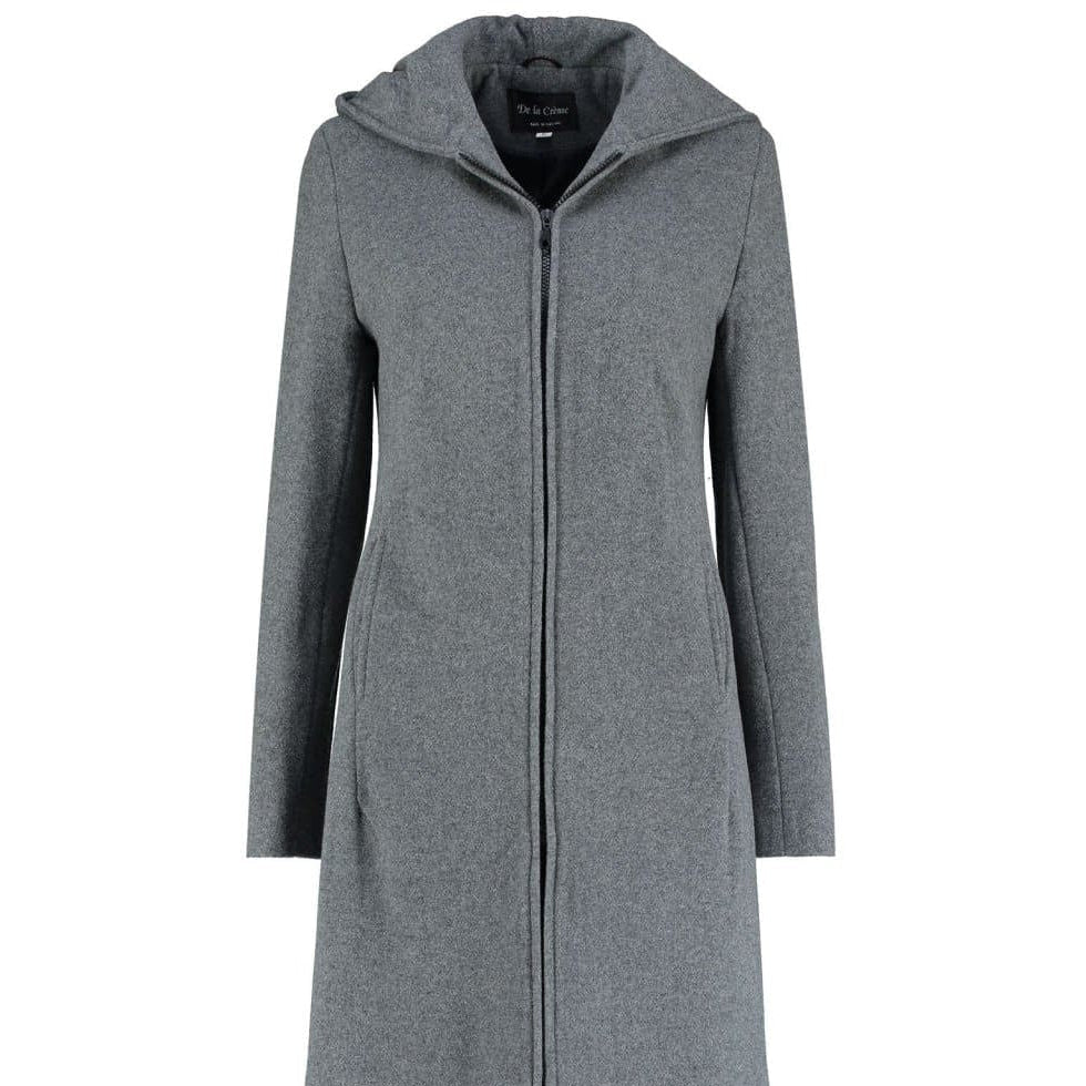 Gray coat with a hood on a white background