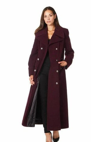 Wool Cashmere Double Breasted Maxi Coat - Military