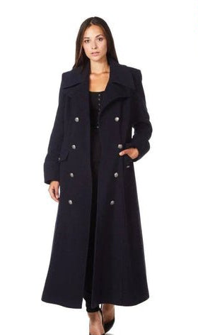 Wool Cashmere Double Breasted Maxi Coat - Military