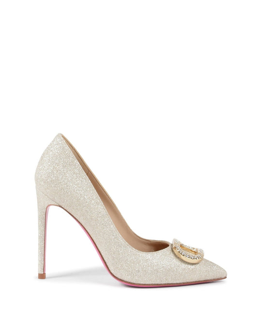Dee Cindarella Pump Bright Platinum - Italian Luxury Glitter Heels - Style Queenz