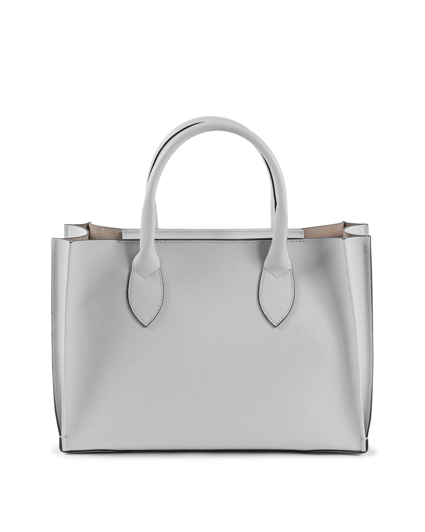 Dee Como Light Grey Leather Tote - Italian Designer Handbag with Removable Strap - Style Queenz