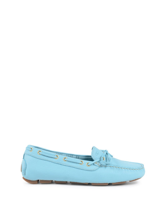Dee Elegant Lady Loafer - Light Blue Italian Leather Bow Detail - Style Queenz