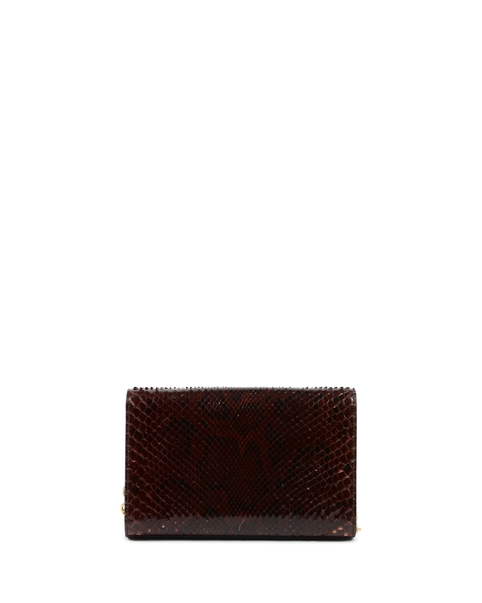 Dee Firenze Python Clutch - Italian Designer Luxury Handbag with Gold Chain - Style Queenz