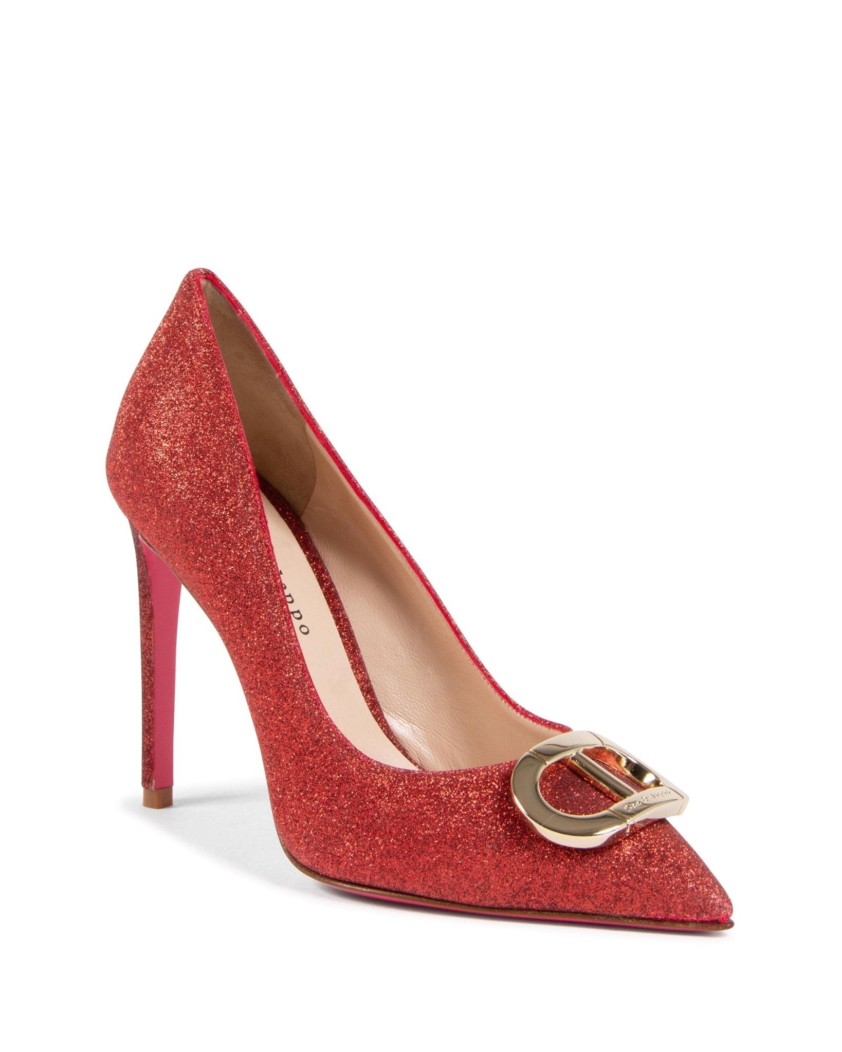 Dee Logo Glitter Fairy Pump - Italian Designer Heels 10cm with Gold Logo & Pink Sole - Style Queenz