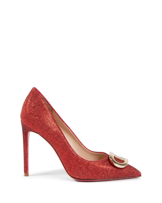 Dee Logo Glitter Fairy Pump - Italian Designer Heels 10cm with Gold Logo & Pink Sole - Style Queenz