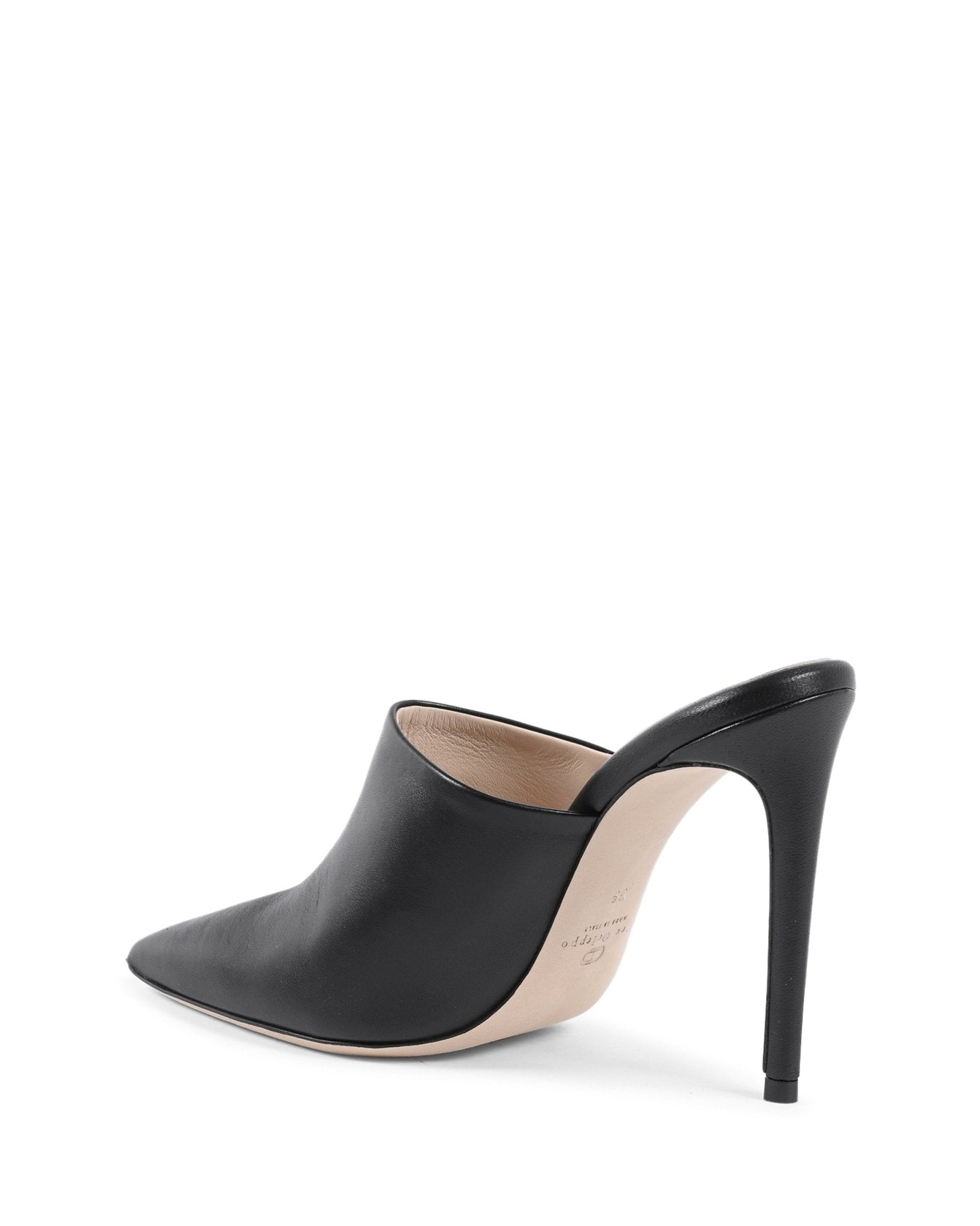 Dee Meet Me In The Middle Black Leather Mule - Italian Designer Heels 10.5cm - Style Queenz