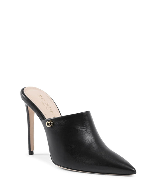Dee Meet Me In The Middle Black Leather Mule - Italian Designer Heels 10.5cm - Style Queenz