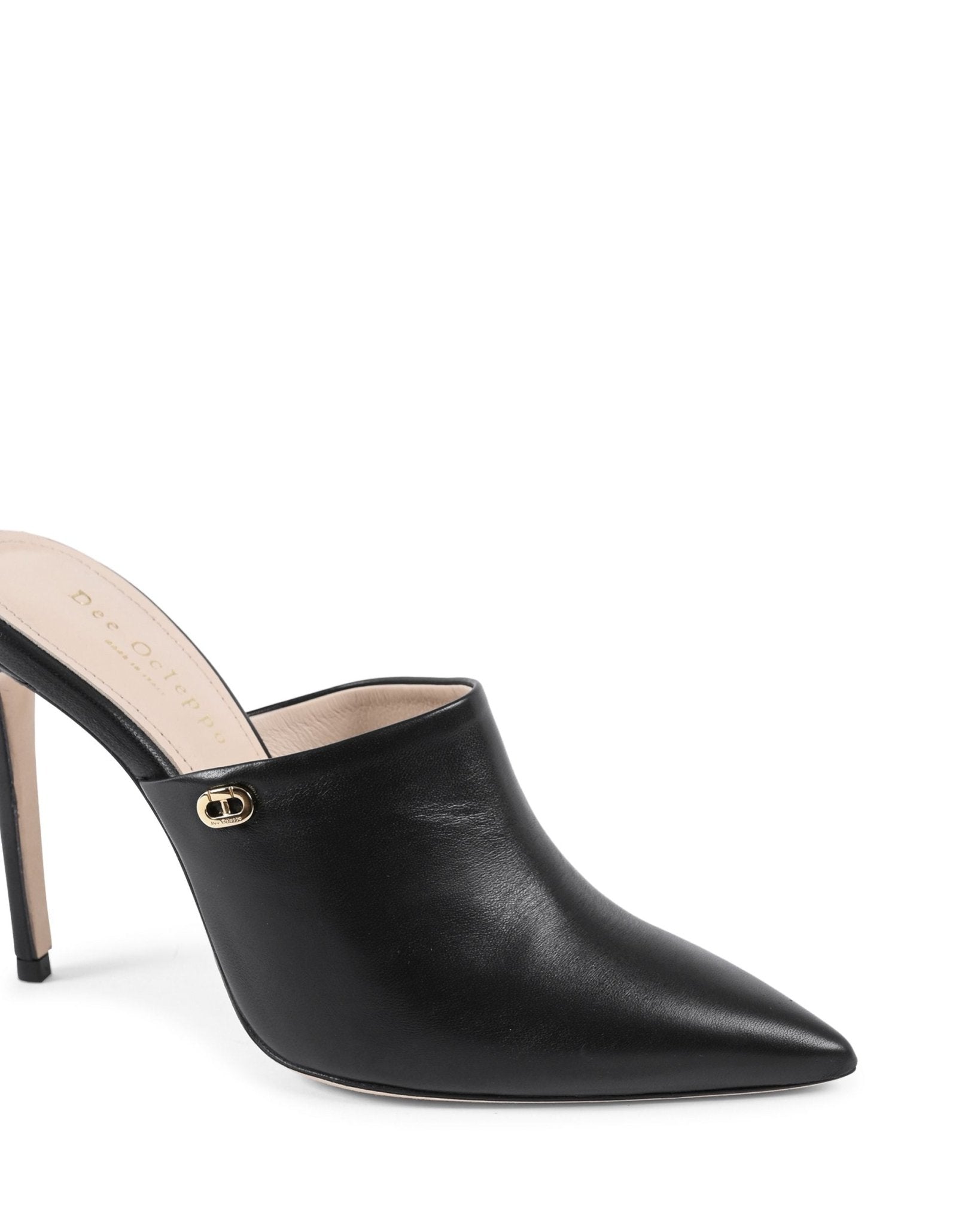 Dee Meet Me In The Middle Black Leather Mule - Italian Designer Heels 10.5cm - Style Queenz