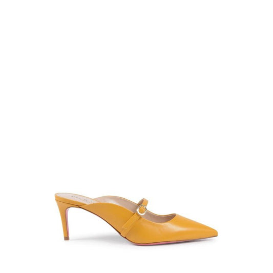 Dee Moscow Mule Yellow Leather - Italian Designer Pointed Toe Heels 5cm - Style Queenz