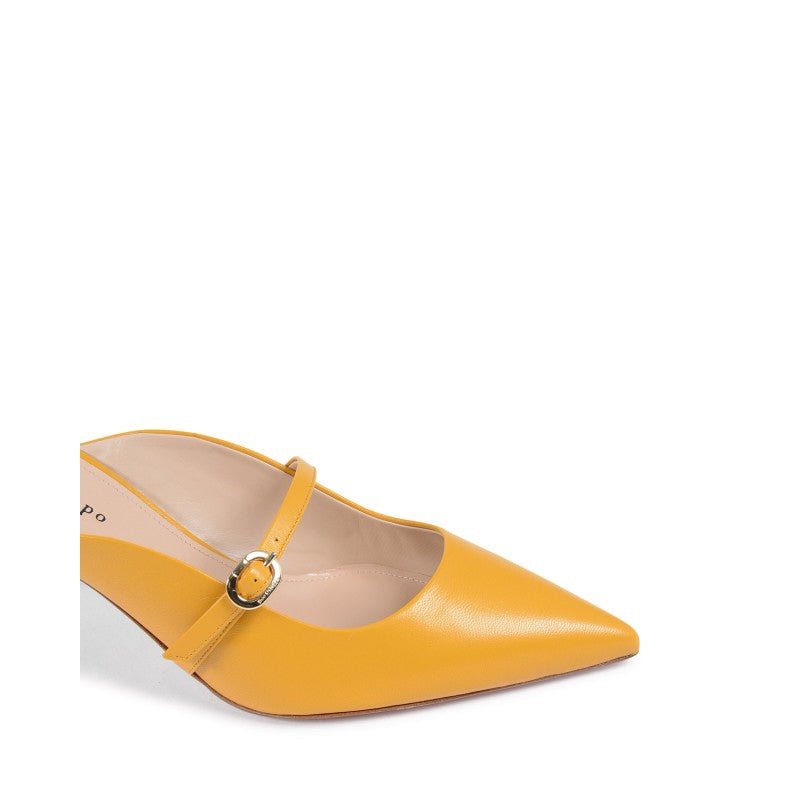 Dee Moscow Mule Yellow Leather - Italian Designer Pointed Toe Heels 5cm - Style Queenz