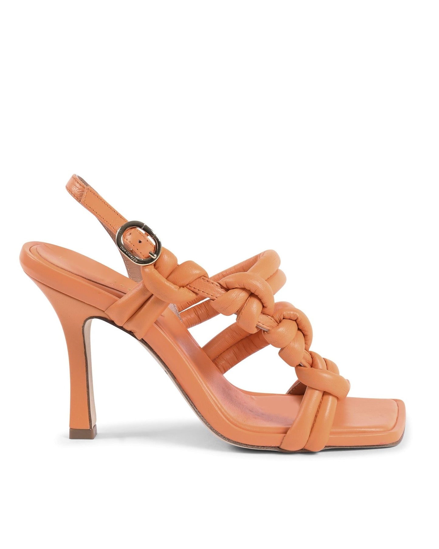 Dee Ocleppo Annette Orange Sandals - Premium Nappa Leather Heels with Square Toe - Style Queenz