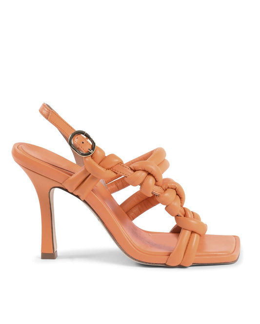 Dee Ocleppo Annette Orange Sandals - Premium Nappa Leather Heels with Square Toe - Style Queenz