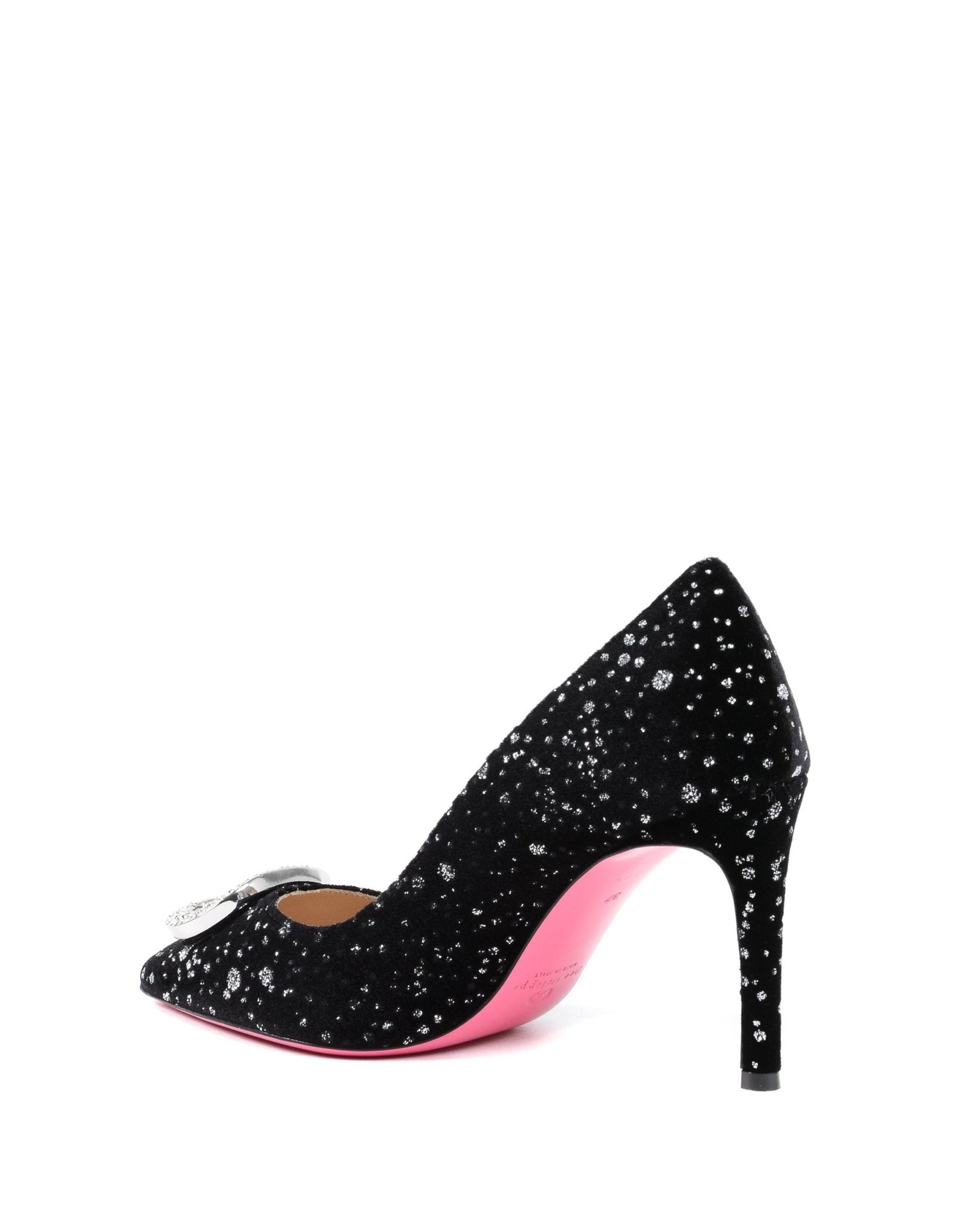 Dee Office Party Velvet Pump - Luxury Black Heels with Pink Sole | 8cm - Style Queenz