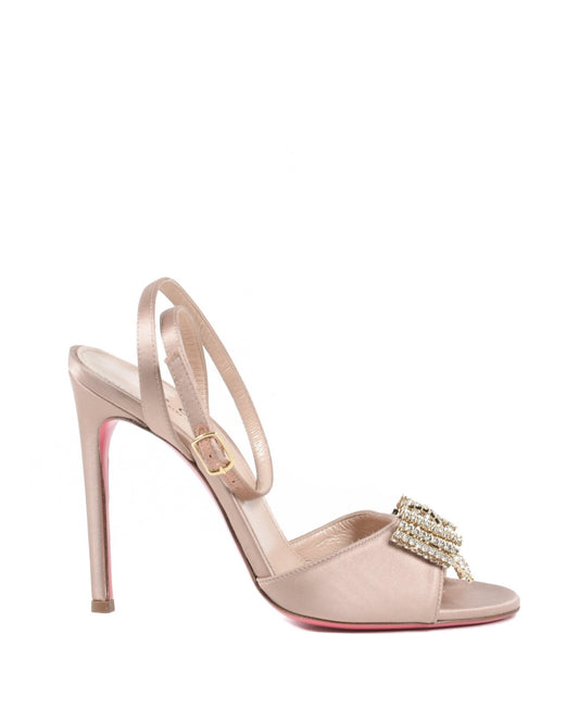 Dee Satin Bow Sandal - Blush Italian High Heels with Swarovski Crystal | Women's Luxury Footwear - Style Queenz