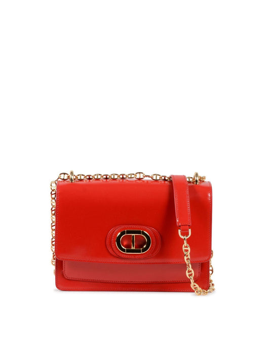 Dee Siena Red Crossbody Bag - Italian Leather Medium Handbag with Gold Chain - Style Queenz