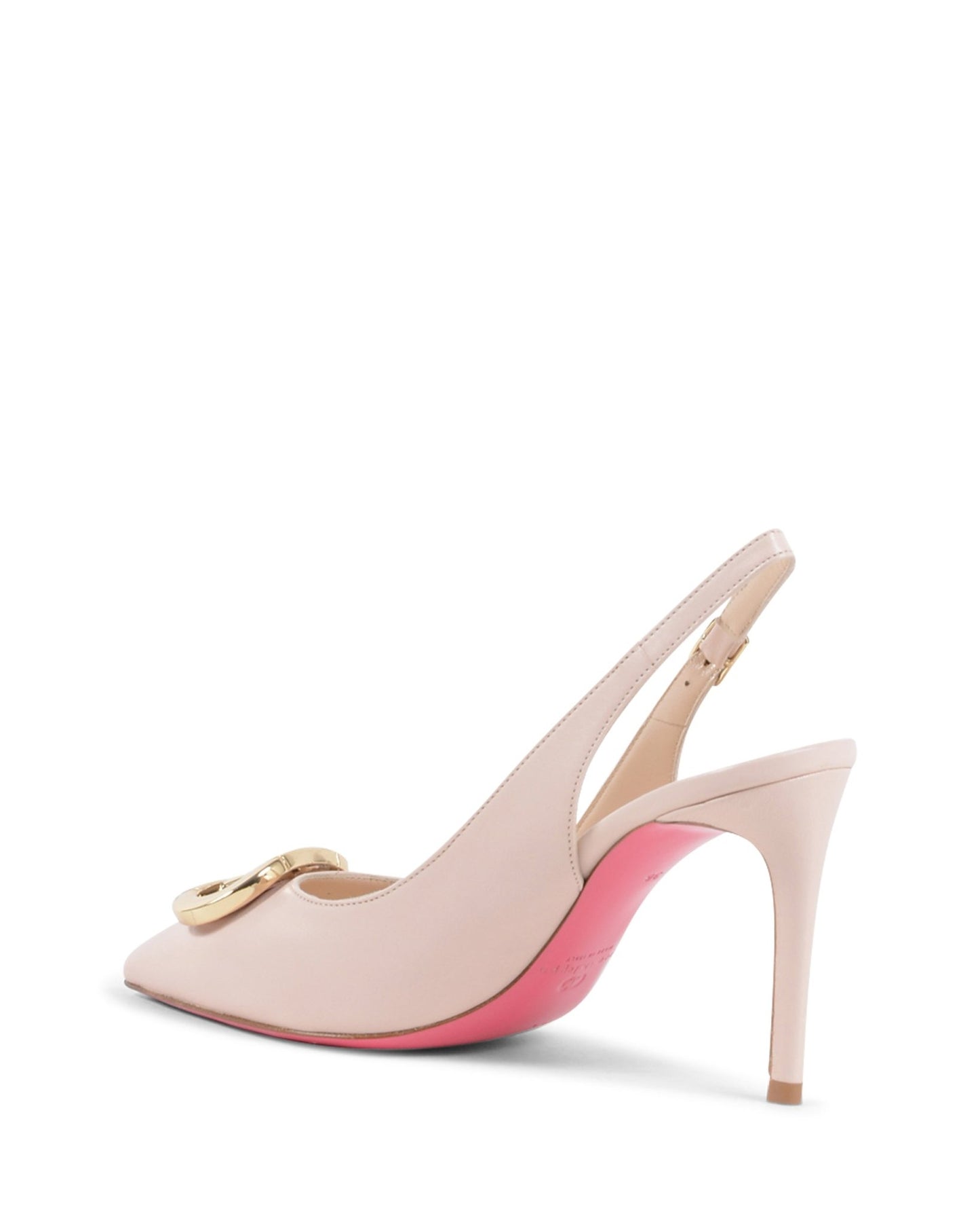 Dee Slinky Logo Pink Pointed - Toe Slingback - Italian Designer Leather Heels 8cm - Style Queenz
