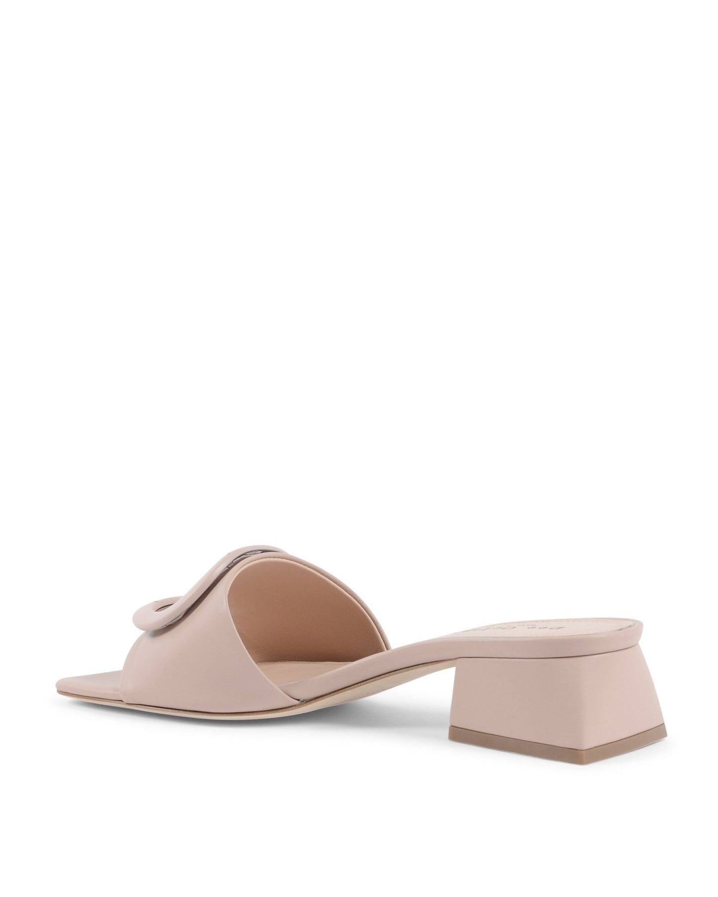Dizzy Logo Mule Nude - Italian Leather Designer Sandals with 3.5" Heel - Style Queenz