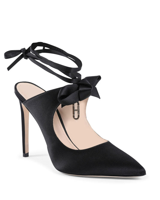 Dominic Mule Satin Black - Italian High Heel Mules - Style Queenz
