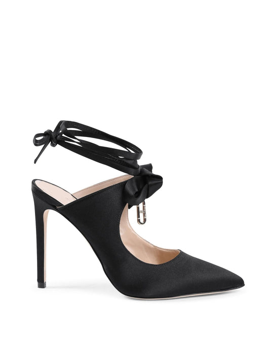 Dominic Mule Satin Black - Italian High Heel Mules - Style Queenz