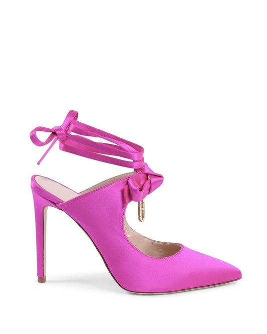 Dominic Satin Mule Fuxia - Italian Designer Slip - On Shoe - Style Queenz