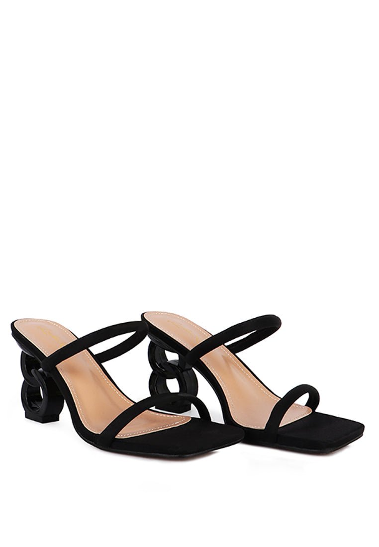 Downtown Double Strap Fantasy Heel Sandals - Unique Mid Heel Summer Shoes - Style Queenz