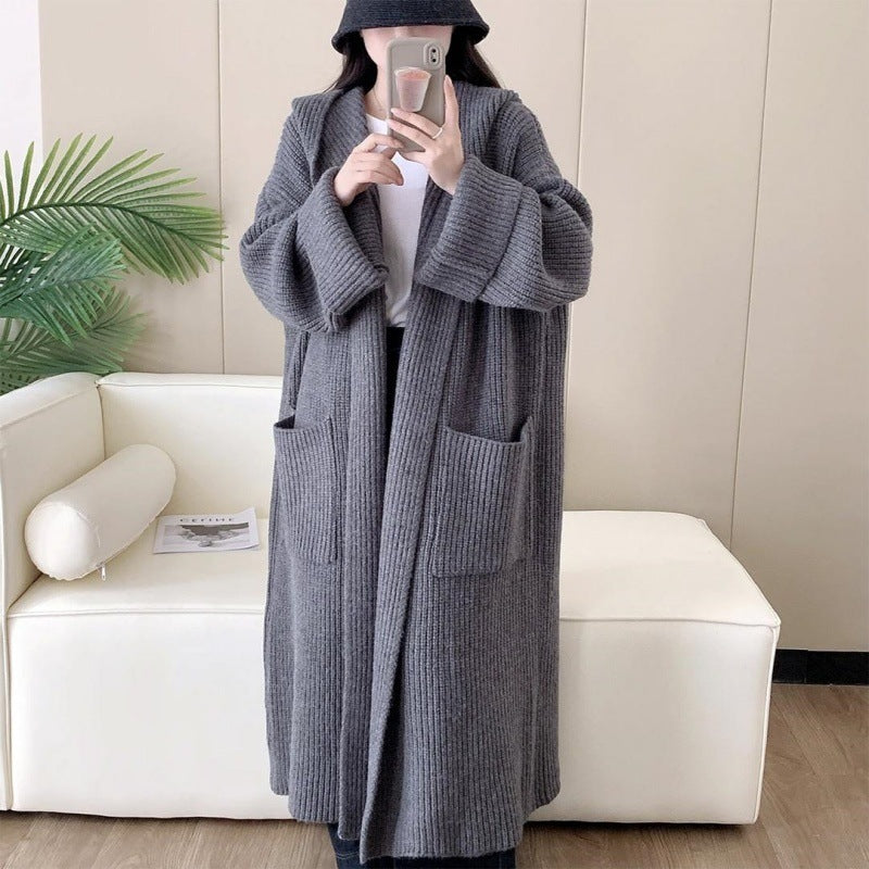 Women's Hooded Cardigan Coat - Long Loose Fit