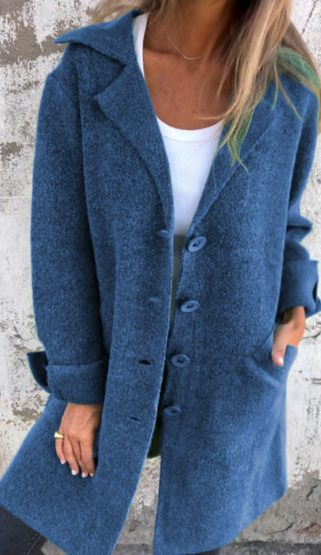 Women's Single Breasted Cardigan Coat with Pockets