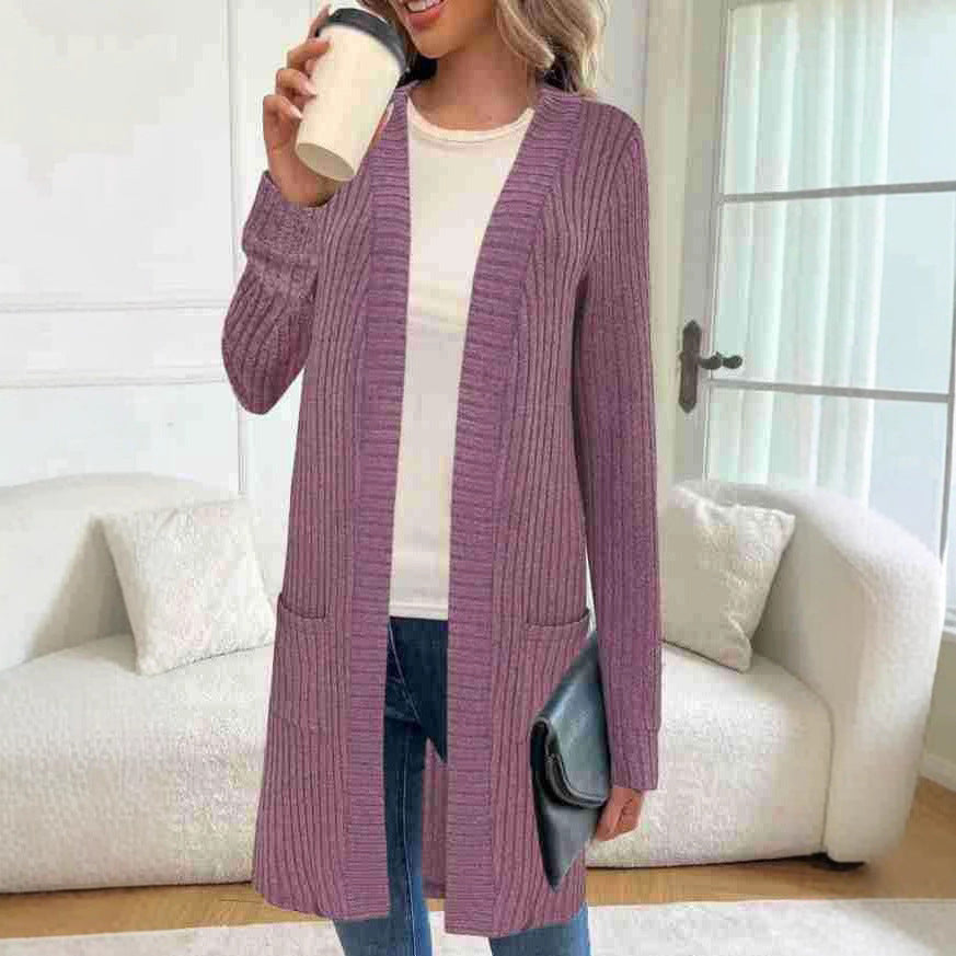 Women's Knitted Cardigan Jacket with Pockets