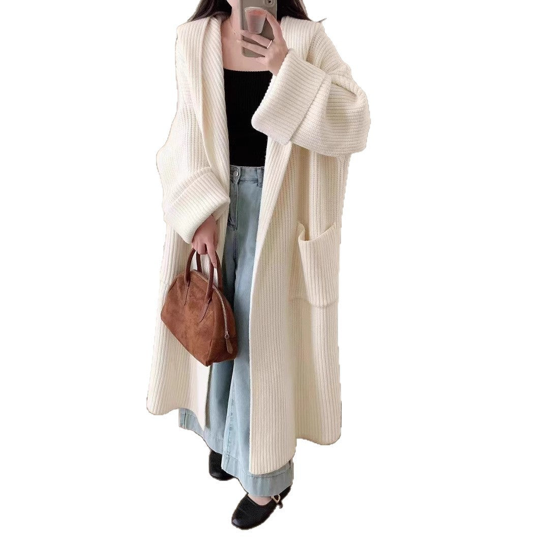Women's Hooded Cardigan Coat - Long Loose Fit